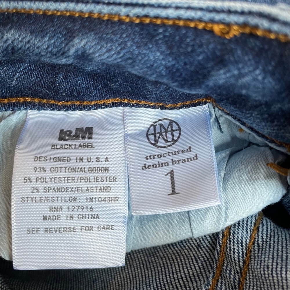 I&M BLACK LABEL Women's Blue Distressed Skinny Jeans Raw Hem Size 1 - Picture 6 of 7